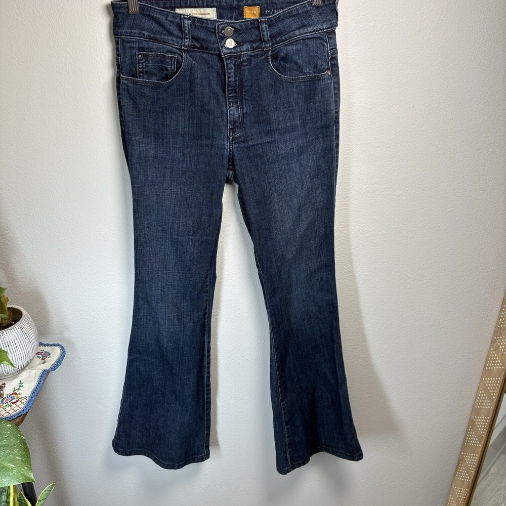 Pilcro and the Letterpress Women 29 Blue Jeans Flare Boho Stretch Cotton Blend